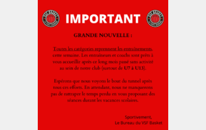 Reprise de tous les entraînements