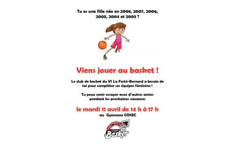 Animation &quot;Filles&quot; Basket - Mardi 11 Avril
