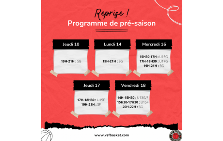 Reprise : programme de pré-saison