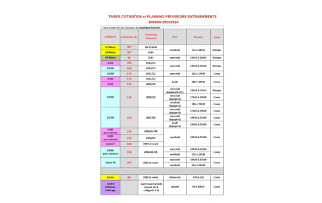 Reprise du planning officiel